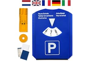 BENESSERE IN LINEA 6 in 1 Parchimetro Disco Orario Auto 24 Ore Raschiaghiaccio Spazzola di Gomma Moneta Per Carrello Misuratore Di Profondità Del Battistrada Pneumatici Portadocumenti Auto Moto Parcometro Europeo Rigido