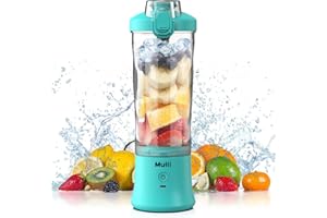 Mulli Tragbarer Mixer, Neu gestartet persönlicher Mixer für Shakes und Smoothies, wiederaufladbarer Mini-Mixer, 600 ml mit Reisedeckel für Zuhause/Küche/Fitnessstudio