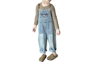 Miipat Girls Denim Overalls Toddler Boys Girl Baggy Jeans Dungarees with Pockets Casual Bib Jumpsuit for Little Kids