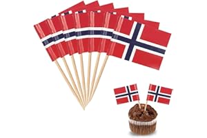 ‎YXHZVON YXHZVON Norwegen Flagge Zahnstocher, 100 Stück Cocktail Stick Flaggen Mini-Flagge Cupcake Toppers Stick für Party Food Cake Obst Geschirr Party Pub Dekoration
