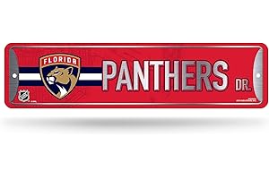 Rico Industries Panneau de rue en métal Panthers de la NHL Florida (10,2 x 38,1 cm) – Idéal pour la maison, le bureau, la chambre à coucher et la grotte – Fabriqué