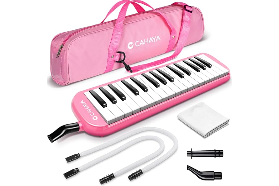 CAHAYA Melódica Piano de Viento con 32 Teclas Incluye Tubo de Soplado Boquilla y Bolsa de Transporte (Rosa) Modelo CY0050-3