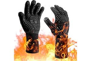 YENLK BBQ Gloves 2 Pack, Oven Mitts Extreme Heat Resistant, Heat Proof Grill Non-Slip Silicone Barbecue Gloves for Cooking/BBQ/Baking, Waterproof Fireproof Oil Resistant