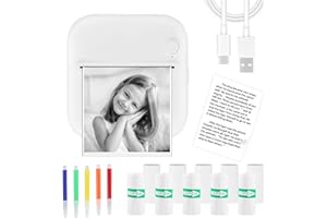 ChefyUper Sticker Printer - Thermal Mini Printer with 10 Roll Sticker Paper, Portable Sticker Printer, Wireless Inkless Printer for DIY, Photos, Notes, Memos, Labels, Compatible with IOS & Android