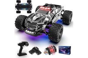 PENGBU RC Zdalnie sterowany samochód, 1/14 RC samochód z 7 kolorami światła, 40 km/h, monstertruck Rc Truck, 2,4 GHz Rc Auto Offroad z dwoma bateriami, 4WD wodoszczelny RTR All Terrain, RC Buggy dla dzieci i