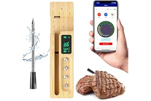 CirSureas Fleischthermometer Kabellos 200m Bluetooth Grilltermometer IP68 Kötttermometer Bratenthermometer för Backofen Grill