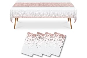 KENOBEE 4 Pack Disposable Tablecloth for Rectangle Tables, 137 x 274 cm Waterproof Party Table Cover for Indoor or Outdoor Birthday Thanksgiving Christmas Wedding Picnic BBQ Halloween Party