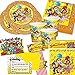 Produktbild 94-teiliges LUSTIGES KINDER - PARTYSET für Kindergeburtstag mit 8 Kinder: Teller, Becher, Servietten, Einladungen, Partytüten, Trinkhalme, Luftballons u.v.m. vom Lutz Mauder Verlag // Kinder Geburtstag Partyset Kinderparty Kinderfest Fete Ball Party Deko Motto Set