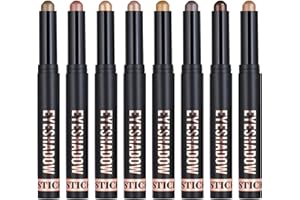 ALIIP Eyeshadow Stick, 8 Farben Creamy Eyeshadow Stick Set Matte und Glitter, Schimmer Lidschatten Sticks Set Lidschatten Stift Langanhaltender, Weicher Cremiger Textur, B