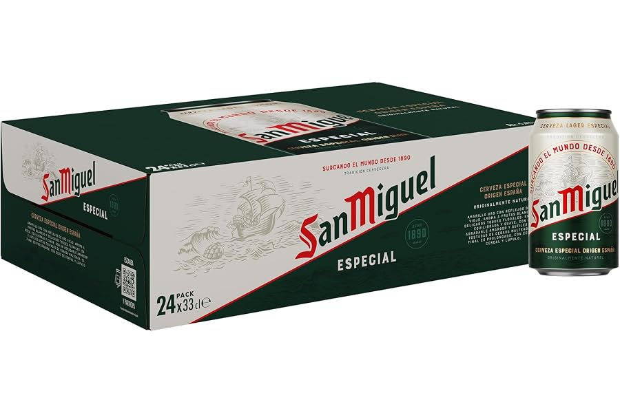 San Miguel Especial Lager, Pack 24 Latas x 33cl, Cerveza Premium Española, Calidad Tradicional y Sabor Refrescante, 5.4% Volu