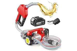 TaskStar Fuel Transfer Pump Battery Powered, 45L/MIN Electric Pump Kit with 21V 4.0Ah Battery & Charger, Portable Cordless with Auto-off Nozzle & 2x 2m Hoses for Diesel Kerosene Transfer
