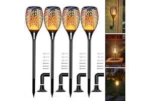 Linternas Solares para Jardín, Jonwall Luz de llama Lámparas Solares para Exteriores, 4 Piezas Antorchas Impermeables IP65 Solares Luz de Llama Luces Solares Jardín con Efecto Llama para Jardín