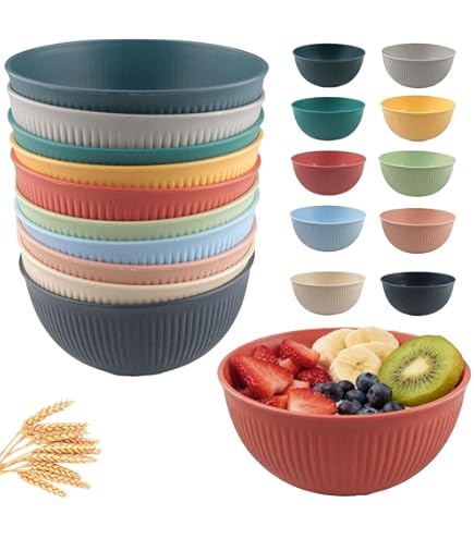 PUMELAMI Set Di Stoviglie In Melamina, Set Di 12 Piatti E Ciotole, Set Di 4 Piatti In Melamina, Infrangibili, Lavabili In Lavastoviglie, Senza BPA, Ideali Per Uso Interno, Campeggio, Barbecue, Camper