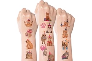 Kotkiddy 80 Pezzi Tatuaggi Temporanei Divertenti per Gatti Bambini Ragazzi Ragazze Decorazioni per Feste Regalini Carini Adesivi per Feste di Compleanno Amanti degli Anim