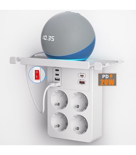 Journeyside Multiprise 3 Prises Françaises + 3 USB A + 1 USB C – 16A/3680W – Interrupteurs Indépendants – 6cm