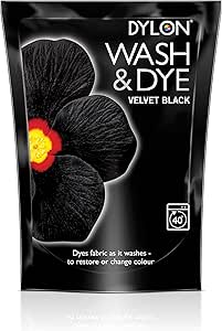 DYLON WASH & DYE Tinta Per Tessuti In Lavatrice: Colore Nero Velluto, 350g, Per Ravvivare O Ricolorare Vestiti, Jeans E T-Shirt