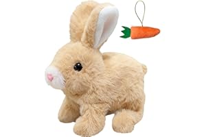 donciety interaktives Kaninchen Spielzeug, Bunny Realistisches Kaninchen, Realistisches Hasenspielzeug Kuscheltier Hase Hüpfendes Kaninchen My Realistic Toy für Kinder (Gelb)