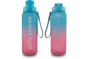‎OTTO KONING Butelka na wodę Otto Koning 1L z filtrem do owoców i szczoteczką do czyszczenia - materiał Tritan, wolny od BPA i nietoksyczny, szczelny