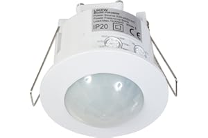 UKEW 360° PIR Motion Sensor - Adjustable Recessed Occupancy Detector with Timer & LUX Control - Indoor Smart Presence Sensor for Lights, Hallways, Bathrooms & Utility Rooms