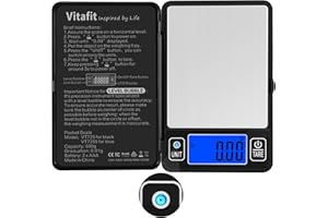 Vitafit 500 g cyfrowa waga kieszonkowa 0,01 g, wysoka dokładność dzięki wbudowanej poziomnicy, waga gramowa do wielu funkcji: kuchnia, żywność, biżuteria, laboratorium, kawa, czarna