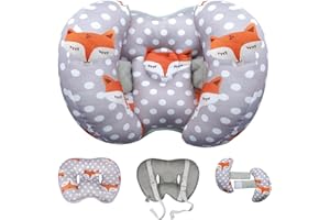 KAKIBLIN Almohada de apoyo para la cabeza del bebé, almohada de cuello 2 en 1 para bebé, almohadas de viaje para cochecito, soporte de cabeza para recién nacido