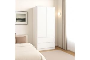 Vida Designs Denver 2 Door Wardrobe With 2 Drawers, Modren Bedroom Furniture (White)