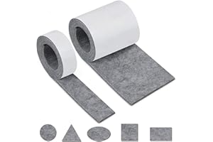 Feltro Adesivo, HTBAKOI Feltrini Lunghi da Tagliare 2 Rotoli(100*10cm+100*2cm) Sedie Taglio Libero in Qualsiasi Forma in Materia Ecologica per Mobili, Grigio