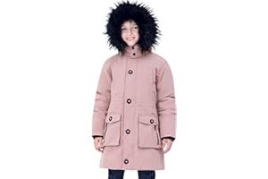 maoo garden Abrigo de Invierno para Niñas, Chaqueta de Esquí de Nieve Falsa de Peso Pesado, Capucha de Piel, Abrigo de Parka Impermeable