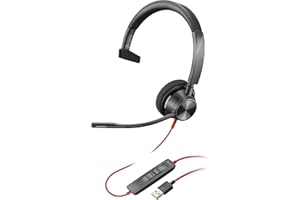 Plantronics - Blackwire 3310 - Cuffie mono-auricolari cablate con microfono ad asta - USB-A per connettersi al PC e/o Mac - Funziona con team (certificati), Zoom e altro