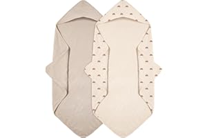Peepeemax Serviette de Bain avec Capuche Bébé 76 x 76 cm, Cape de Bain Bébé à Capuche en Mousseline de Coton, Douce et Absorbante Sortie de Bain pour Bébés de 0 à 18 Mois, Lot de 2 (Arc-en-Ciel)