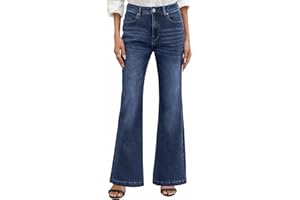 PASUDA Jeans Donna Vita Alta Jeans Elasticizzati a Zampa Elefante Pantaloni Bootcut Larghi Flared Jeans Slim Fit Bell Bottom Taglia Grande con Tasche Moda Casual retrò