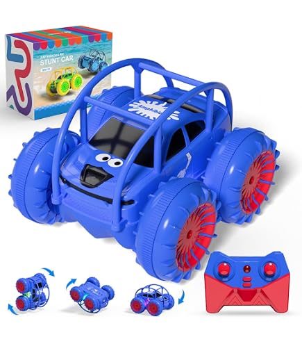 Voiture RC Amphibie MaxTronic – 4WD, 360° Rotation, LED, 2,4 GHz, Tout Terrain, Rechargeable USB-C, Pour Enfants 3-12 Ans