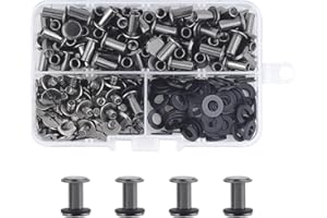 JJWNMLL 80 Sets Chicago Screw Posts, Rivet Chicago Binding Screws, Metal Rivet Replacement Repair for Bags, Collar, Harness, Luggage, Purse, Dog Lead, Backpack, Belt