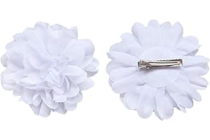 PrettyBoutique Girls Kids Women Chiffon Flower Hair Clip Alligator Clip Party Wedding (10cm, White)