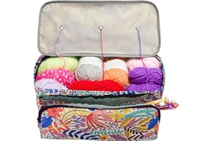 Ousuga Sac de rangement pour fil à tricoter, sac de rangement pour crochet et sac, sac de rangement pour laine avec poche sac de rangement pour aiguilles à tricoter, outils de couture
