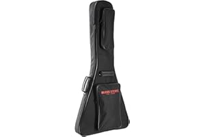 MUSIC STORE Deluxe Gigbag für E-Gitarren, Robust, Wasserabweisend, 20 mm Polsterung, Zubehörfach, Rucksacktragegurte, Schwarz/Rot
