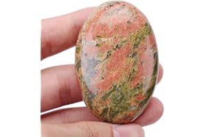 Lovionus89 Unakitte Piedras de preocupación naturales, ovaladas, bolsa de cristal curativo para masaje spa