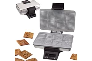 ‎SYNTROX GERMANY Syntrox Germany Kitchen-Chef ZWE-8 Ceramic Zimtwaffeleisen für 8 Zimtwaffeln – Zimtwaffelautomat, 1000 W, Keramik-Antihaft, Edelstahl-Gehäuse, 5-stufiges Thermostat, Backampel