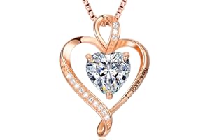 LAVUMO Collares Mujer Amor Colgante de Corazón Oro Rosa Plata de Ley 925 Collares de Mujer,Joyas Regalos para Esposa, Mamá, Novia, Cumpleaños Navidad Aniversario día de San Valentín Regalo