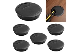 FINALCOOL 6 Passacavi Da Scrivania Nero – Passacavo 60 Mm Ø – Passacavi Da Tavolo In Plastica Robusta – Copertura Perfetta Con Stabile Passacavo Da Tavolo Per Casa E Tavolo Ddell’Ufficio