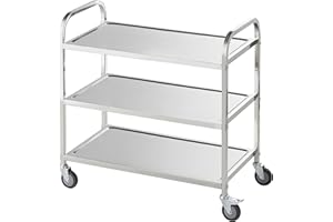Marchio Amazon - Movian Carrello portavivande in acciaio inossidabile, 3 ripiani, colore metallo
