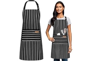 KWQINX Unisex Adjustable Apron with Pockets - Suitable for Home Kitchens, Restaurants, Cafes