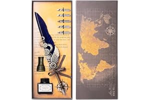 AOMAYLL Juego de caligrafía vintage, juego de tinta de pluma estilográfica,hecho a mano,con 5 plumas, soporte para bolígrafo de tinta, caja de regalo para vacaciones o cumpleaños