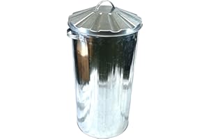 Easy Shopping 50 Litre Galvanised Metal Bin with Lid Vintage Style Home Kitchen Rubbish Waste Recycling Dustbin