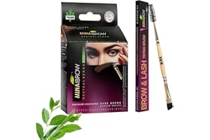 MinaiBrow Henna Dark Brown Tint Kit with Duo Angled Brush | Natural Spot Coloring Brow Tint Powder, Water & Smudge Proof Brow Dye | 100% Gray Coverage, 30 Applications, Vegan & Cruelty Free