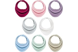 BEW Baby Dreieckstuch Lätzchen, Musselin Halstuch Baby mit Verstellbares Druckknopf, Weiche und Absorbierende Musselin Tücher Baby Sabberlätzchen für Junge, Mädchen, Säugling, Kleinkinder, Unisex