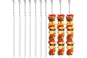 KOIROI BBQ Accessoires 38cm, Brochettes de Barbecue en Acier Inoxydable, Brochette inox, Brochette Réutilisables, pour Viande, pour Griller, Barbecue et brochettes (10Pcs)