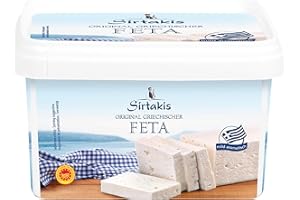 Sirtakis Feta Schafskäse - 2x 800g Behälter - Schafkäse Fetakäse griechischer Feta Schaf Käse Salzlake im Plastikbehälter Griechenland 43% Fett i.Tr. mikrobielles Lab vegetarisch glutenfrei Halal