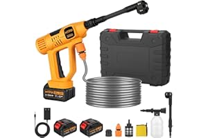 MYPIN Hidrolimpiadora de Alta Presion, Lavadora de presión inalámbrica con Pantalla LED, 790 PSI, 21V, 2 baterías, Boquilla 6 en 1 para Limpiar Coches, Suelos, Paredes, Vallas 9 Modos de presión Ajustables