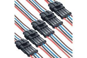 DONJON Auto Impermeabile Connettore,Connettori Elettrici Impermeabili,4 pin connettori per cavi automobilistici con 16 AWG Filo,Terminale Spina Connettore per auto,moto,camion,barca(5 set)